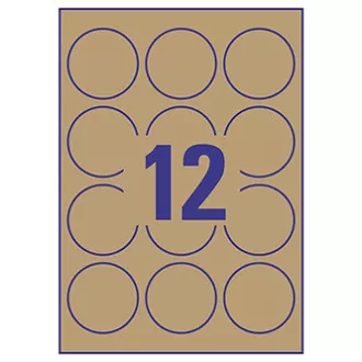 Avery Zweckform Etiketten 60mm, A4, naturbraun, 12 Etiketten, 25er-Pack, L7106-25, für Laser- und Inkjetdrucker, ko