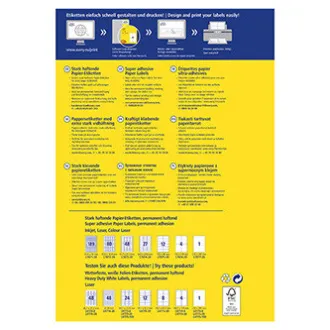 Avery Zweckform Etiketten 25,4 mm x 10 mm, A4, weiß, 189 Etiketten, stark klebend, 20er-Pack, L7871-20, für Laser und Drucker Avery Zweckform Etiketten 25,4 mm x 10 mm, A4, weiß, 189 Etiketten, stark klebend, 20er-Pack, L7871-20, für Laser und Drucker