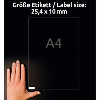 Avery Zweckform Etiketten 25,4 mm x 10 mm, A4, weiß, 189 Etiketten, stark klebend, 20er-Pack, L7871-20, für Laser und Drucker Avery Zweckform Etiketten 25,4 mm x 10 mm, A4, weiß, 189 Etiketten, stark klebend, 20er-Pack, L7871-20, für Laser und Drucker