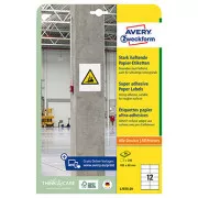 Avery Zweckform-Etiketten 105mm x 48mm, A4, weiß, 12 Etiketten, stark klebend, 20er-Pack, L7875-20, für Laser und Atram