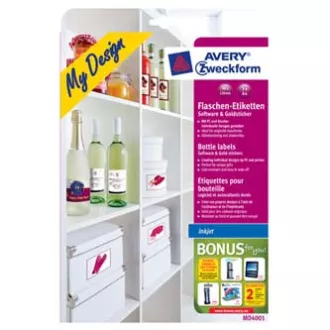 Avery Zweckform selbstklebende Etiketten, für Flaschen, A4, 90x120mm, 5 Blatt, für Tintenstrahldrucker, O