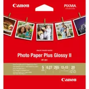 Canon Fotopapier Plus Glossy II, PP-201, Fotopapier, glänzend, 2311B060, weiß, 13x13cm, 5x5", 265 g/m2, 20 Stück, Inkjet