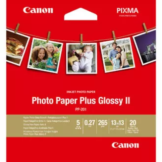 Canon Fotopapier Plus Glossy II, PP-201, Fotopapier, glänzend, 2311B060, weiß, 13x13cm, 5x5