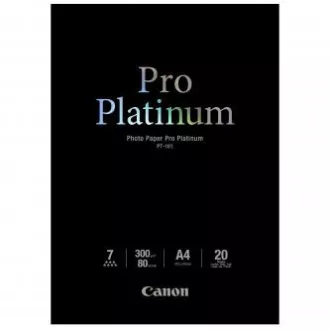 Canon Fotopapier Pro Platinum, PT-101 A4, Fotopapier, glänzend, 2768B016, weiß, A4, 300 g/m2, 20 Stück, Inkjet