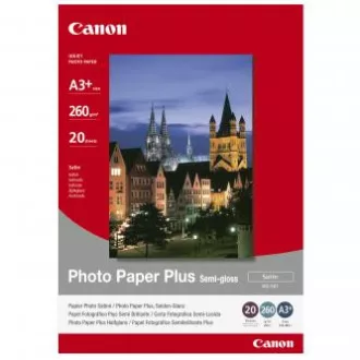 Canon Fotopapier Plus Halbglänzend, SG-201 A3 , Fotopapier, halbglänzend, satiniert Typ 1686B032, weiß, A3 , 13x19", 260 g/m2, 20 Stk,