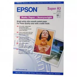 Epson Matte Paper Heavyweight, C13S041264, Fotopapier, matt, heavyweight weiß, Stylus Photo 1270, 1290, A3 , 167 g/m2, 50 Stück, atr Epson Matte Paper Heavyweight, C13S041264, Fotopapier, matt, heavyweight weiß, Stylus Photo 1270, 1290, A3 , 167 g/m2, 50 Stück, atr