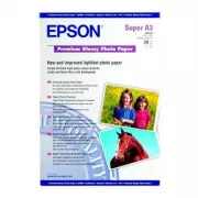 Epson Premium Glossy Photo Paper, C13S041316, Fotopapier, glänzend, weiß, Stylus Photo 890, 895, 1270, 2100, A3 , 255 g/m2, 20 Stück,
