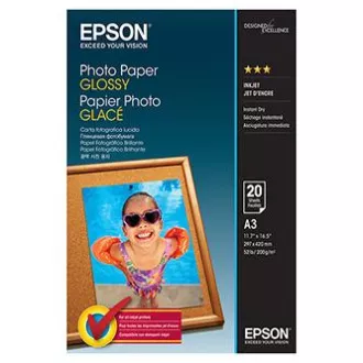 Epson Glossy Photo Paper, C13S042536, Fotopapier, glänzend, weiß, Stylus Color, Photo, Pro, A3, 200 g/m2, 20 Stück, Inkjet