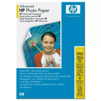 HP Advanced Glossy Photo Paper, Q8691A, Fotopapier, randlos glänzend, Advanced Type weiß, 10x15cm, 4x6", 250 g/m2, 25 Stück, i