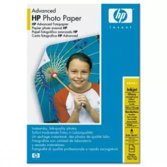 HP Advanced Glossy Photo Paper, Q8692A, Fotopapier, randlos glänzend, Advanced Type weiß, 10x15cm, 4x6", 250 g/m2, 100 Stück,