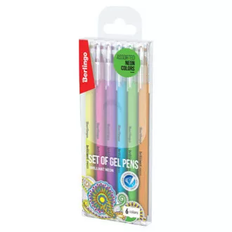 Berlingo, Gelroller, Farbe, Set 6 Stück, 0,8mm, Brilliant Neon