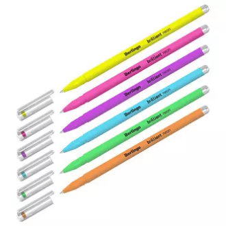 Berlingo, Gelroller, Farbe, Set 6 Stück, 0,8mm, Brilliant Neon