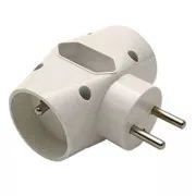 Steckdose 240V, CEE7 (Gabel) - Steckdose 3x, 0,1m, 2x Typ E,1x Typ C, weiß, 3 Steckdosen