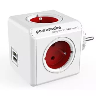Steckdose 240V, CEE7 (Gabel) - POWERCUBE, 0,1m, ORIGINAL USB, rot, POWERCUBE, 4 Steckdosen, 2xUSB-Anschlüsse Steckdose 240V, CEE7 (Gabel) - POWERCUBE, 0,1m, ORIGINAL USB, rot, POWERCUBE, 4 Steckdosen, 2xUSB-Anschlüsse