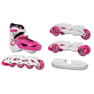 Rollschuhe 4in1 Enero KIDS - rosa und weiß