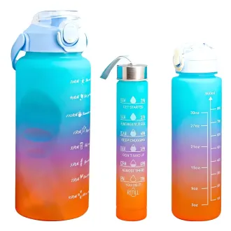 Motivations-Sportflasche 3in1, 2000 ml   900 ml   300 ml