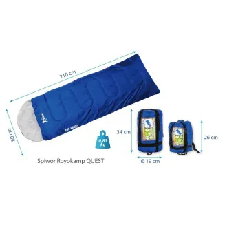 Touristenschlafsack Royokamp QUEST 210x70 cm, dunkelblau Touristenschlafsack Royokamp QUEST 210x70 cm, dunkelblau