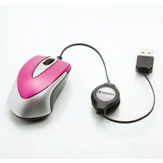 Kabelgebundene Maus, Verbatim Go Mini 49021, rosa, optisch, 1000DPI