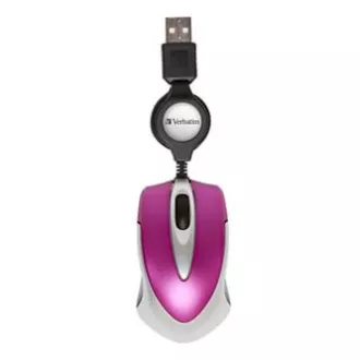 Kabelgebundene Maus, Verbatim Go Mini 49021, rosa, optisch, 1000DPI
