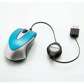 Kabelgebundene Maus, Verbatim Go Mini 49022, blau, optisch, 1000DPI