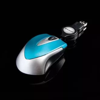 Kabelgebundene Maus, Verbatim Go Mini 49022, blau, optisch, 1000DPI