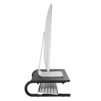 Monitorständer, Tastaturfach, schwarz, Stahl-Kunststoff, 20 kg Belastbarkeit, Powerton, ergo