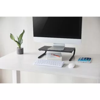 Monitorständer, Tastaturfach, schwarz, Stahl-Kunststoff, 20 kg Belastbarkeit, Powerton, ergo