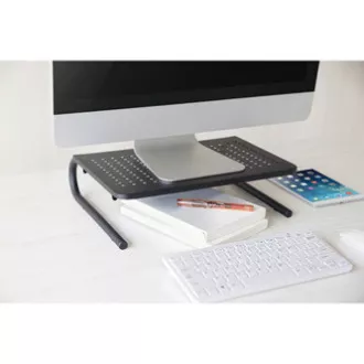 Monitorständer, Tastaturfach, schwarz, Stahl-Kunststoff, 20 kg Belastbarkeit, Powerton, ergo