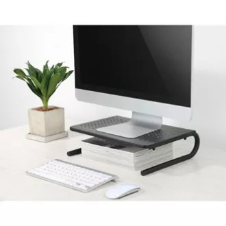 Monitorständer, Tastaturfach, schwarz, Stahl-Kunststoff, 20 kg Belastbarkeit, Powerton, ergo