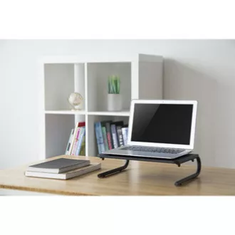 Monitorständer, Tastaturfach, schwarz, Stahl-Kunststoff, 20 kg Belastbarkeit, Powerton, ergo