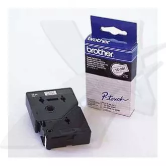 Brother Original-Farbband für Etikettendrucker, Brother, TC-201, schwarzer Druck/weißes Trägermaterial, laminiert, 7,7 m, 12 mm