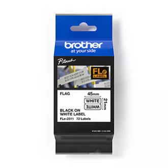 Brother Original-Farbband für Etikettendrucker, Brother, FLE-2511, schwarzer Druck/weißes Trägermaterial, unlaminiert, 21 mm, 45 mm x 10,5 mm, 72 Stück