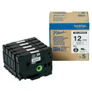 Brother Original-Farbband für Etikettendrucker, Brother, HGE-231, schwarzer Druck/weißes Trägermaterial, 8m, 12mm, 5 Stück pro Packung, Preis pro Packung