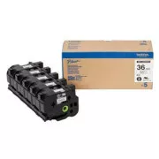 Brother Original-Farbband für Etikettendrucker, Brother, HGE-261, schwarzer Druck/weißes Trägermaterial, 8m, 36mm, 5 Stück pro Packung, Preis pro Packung