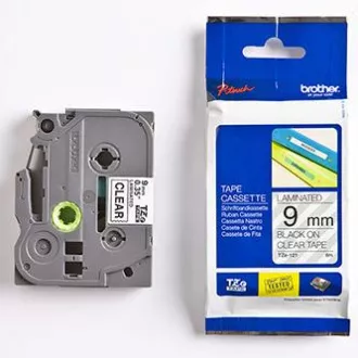 Brother Original-Farbband für Etikettendrucker, Brother, TZE-121, schwarzer Druck/durchsichtiges Trägermaterial, laminiert, 8m, 9mm