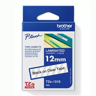 Brother Original-Farbband für Etikettendrucker, Brother, TZE-131S, schwarzer Druck/durchsichtiges Trägermaterial, laminiert, 4m, 12mm