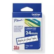 Brother Original-Farbband für Etikettendrucker, Brother, TZE-151, schwarzer Druck/durchsichtiges Trägermaterial, laminiert, 8m, 24mm