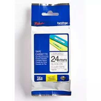 Brother Original-Farbband für Etikettendrucker, Brother, TZE-151, schwarzer Druck/durchsichtiges Trägermaterial, laminiert, 8m, 24mm