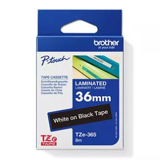 Brother Original Farbband für Etikettendrucker, Brother, TZE-365, weißer Druck/schwarzes Trägermaterial, laminiert, 8m, 36mm Brother Original Farbband für Etikettendrucker, Brother, TZE-365, weißer Druck/schwarzes Trägermaterial, laminiert, 8m, 36mm