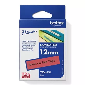 Brother Original-Farbband für Etikettendrucker, Brother, TZE-431, schwarzer Druck/rotes Trägermaterial, laminiert, 8m, 12mm Brother Original-Farbband für Etikettendrucker, Brother, TZE-431, schwarzer Druck/rotes Trägermaterial, laminiert, 8m, 12mm