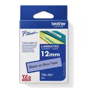 Brother Original-Farbband für Etikettendrucker, Brother, TZE-531, schwarzer Druck/blaues Trägermaterial, laminiert, 8m, 12mm