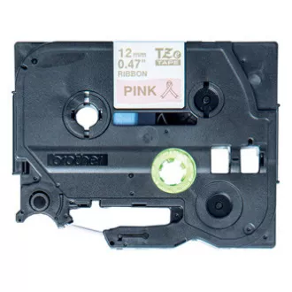 Brother Original-Farbband für Etikettendrucker, Brother, TZE-RE34, goldfarbener Druck/rosa Träger, 4m, 12mm, gestreift