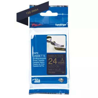 Brother Original-Farbband für Etikettendrucker, Brother, TZE-RN54, goldfarbener Druck/dunkelblaues Trägermaterial, Textil, 4m, 24mm