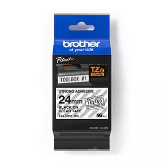 Brother Original-Farbband für Etikettendrucker, Brother, TZE-S151, schwarzer Druck/durchsichtiges Trägermaterial, laminiert, 8m, 24mm, extreme adh Brother Original-Farbband für Etikettendrucker, Brother, TZE-S151, schwarzer Druck/durchsichtiges Trägermaterial, laminiert, 8m, 24mm, extreme adh
