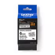 Brother original Etikettendruckerband, Brother, TZE-S211, schwarzer Druck/weißes Trägermaterial, laminiert, 8m, 6mm, extrem klebend