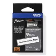 Brother original Etikettendruckerband, Brother, TZE-S221, schwarzer Druck/weißes Trägermaterial, laminiert, 8m, 9mm, extrem klebend