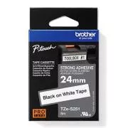Brother Original-Farbband für Etikettendrucker, Brother, TZE-S251, schwarzer Druck/weißes Trägermaterial, laminiert, 8m, 24mm, stark haftend