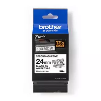Brother Original-Farbband für Etikettendrucker, Brother, TZE-S251, schwarzer Druck/weißes Trägermaterial, laminiert, 8m, 24mm, stark haftend Brother Original-Farbband für Etikettendrucker, Brother, TZE-S251, schwarzer Druck/weißes Trägermaterial, laminiert, 8m, 24mm, stark haftend