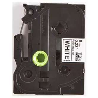 Brother Original Farbband für Etikettendrucker, Brother, TZE-FX211, schwarzer Druck/weißes Trägermaterial, laminiert, 8m, 6mm, flexibel