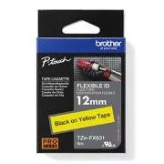 Brother Original-Farbband für Etikettendrucker, Brother, TZE-FX631, schwarzer Druck/gelbe Rückseite, laminiert, 8m, 12mm, flexibel